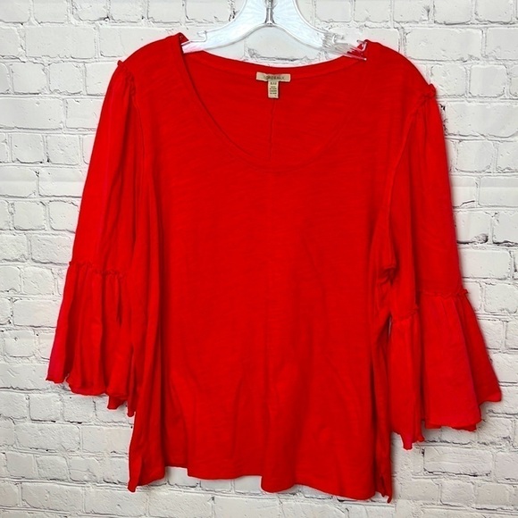 Bordeaux Flare Sleeve Scoop Neck Top - Picture 1 of 11